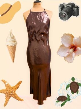 Free People Sunset Shimmer Satin Midi Slipdress